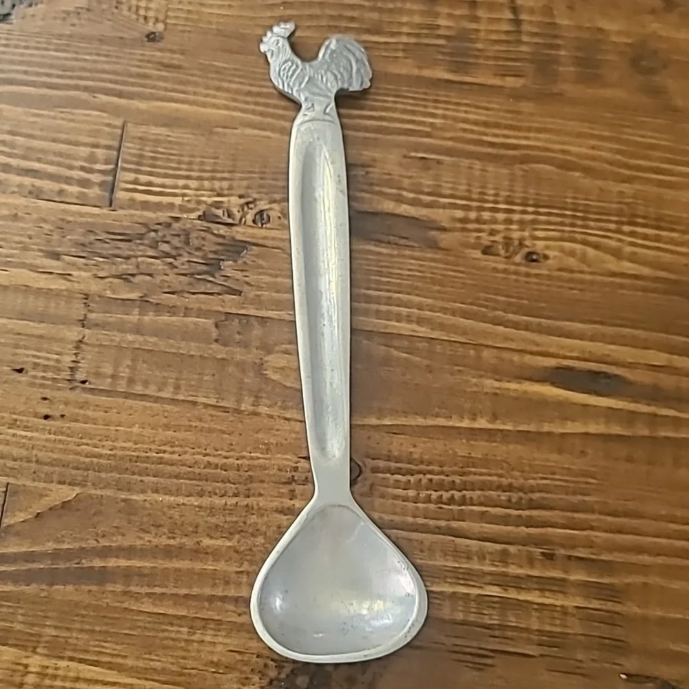 Pewter Silver Rooster Handle Salad Servers